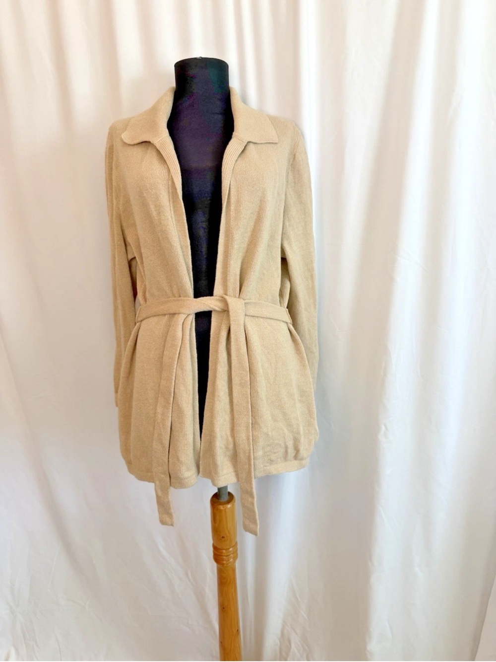 St. John Tan Belted Cardigan Sweater - Size 10 Medium